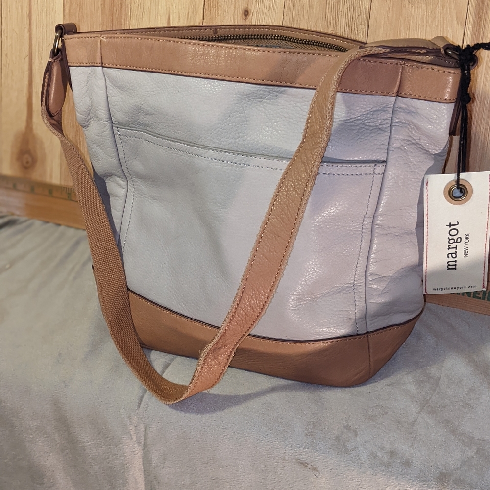 Margot beige/tan leather cross body bag